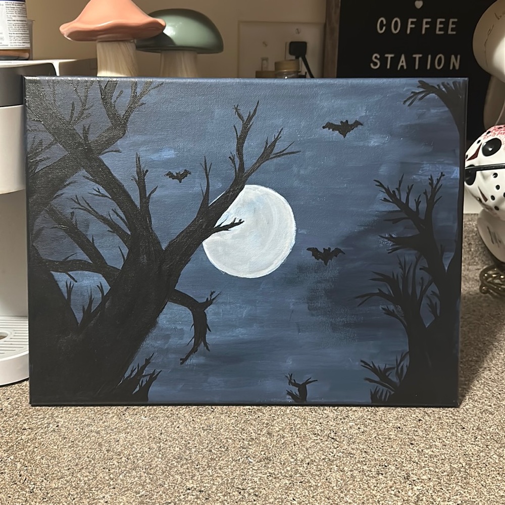 Original Spooky Full Moon Painting
